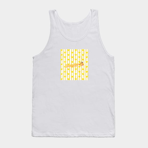 Strawberry Yellow Stripes Pattern Tank Top by Cylien Art